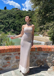ALTHEA - vestito lungo a fascia in pailettes nude