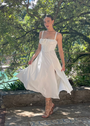 ORNELLA - vestito midi ampio in bianco