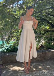 ORNELLA - vestito midi ampio in bianco