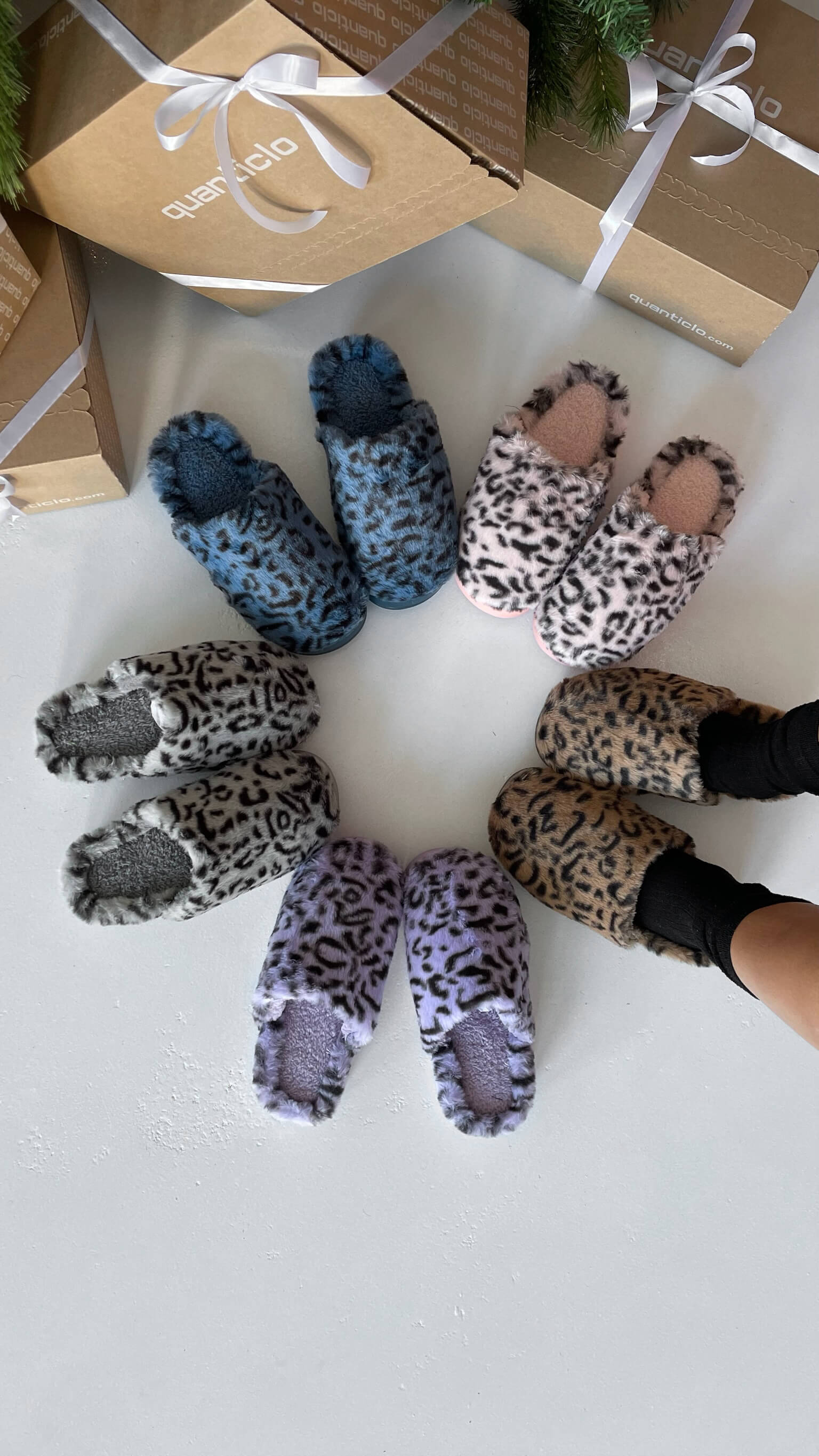 MILKY - pantofole leopardate platform in finta pelliccia in vari colori