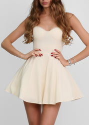 DAISY - vestito beige corto a corpetto con gonna a ruota