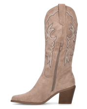 JIMI - stivali camperos texani beige con decorazioni ricamate