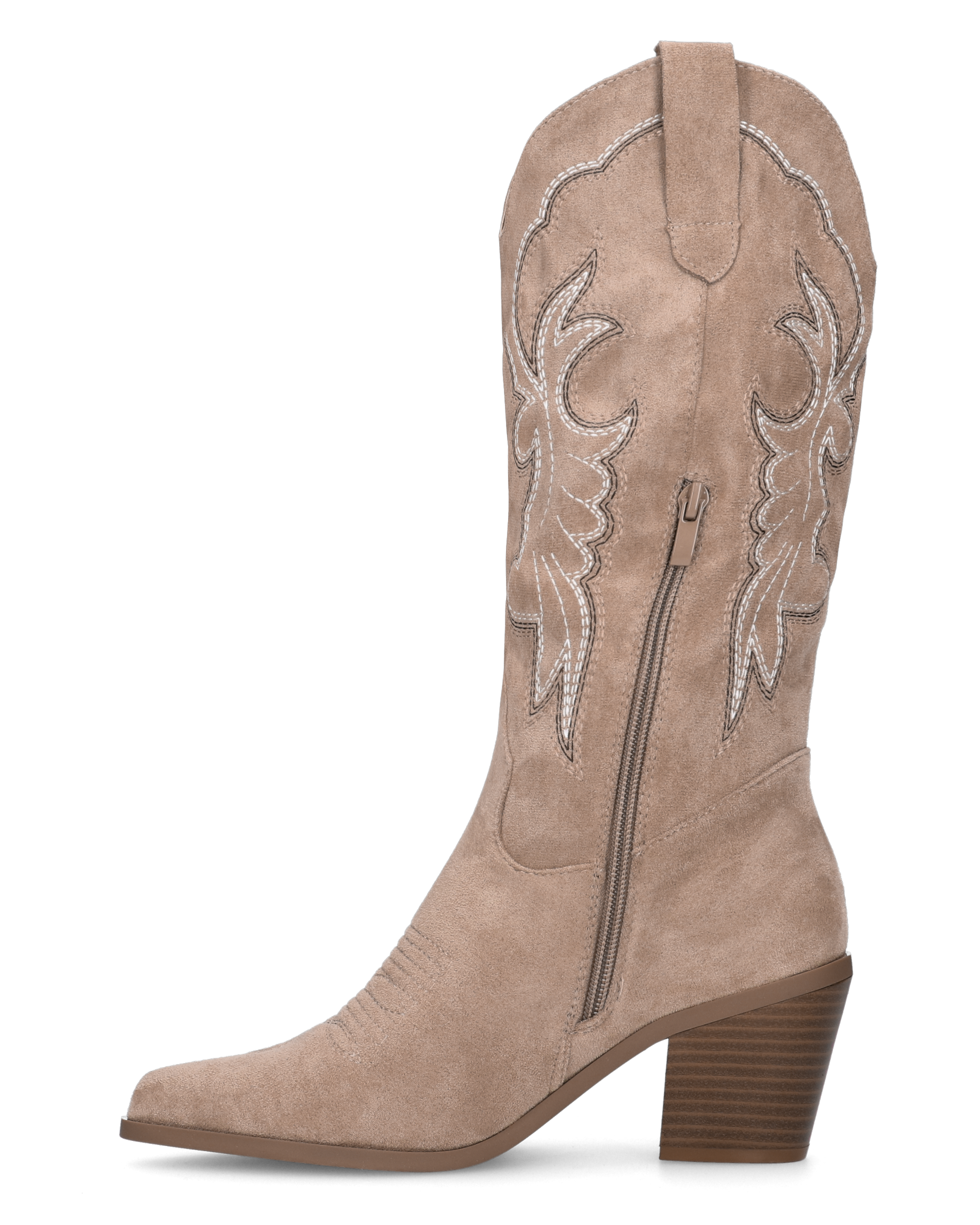 JIMI - stivali camperos texani beige con decorazioni ricamate