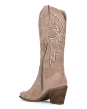 JIMI - stivali camperos texani beige con decorazioni ricamate