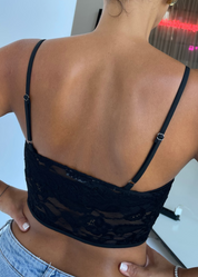 JOSYE - top corpetto in pizzo nero