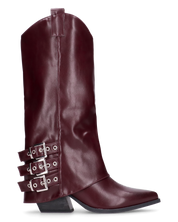 JAMY - stivali bordeaux a punta con risvolto e cinturini regolabili