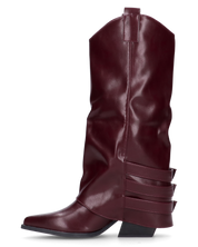 JAMY - stivali bordeaux a punta con risvolto e cinturini regolabili