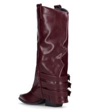 JAMY - stivali bordeaux a punta con risvolto e cinturini regolabili