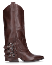 JAMY - stivali mrroni a punta con risvolto e cinturini regolabili