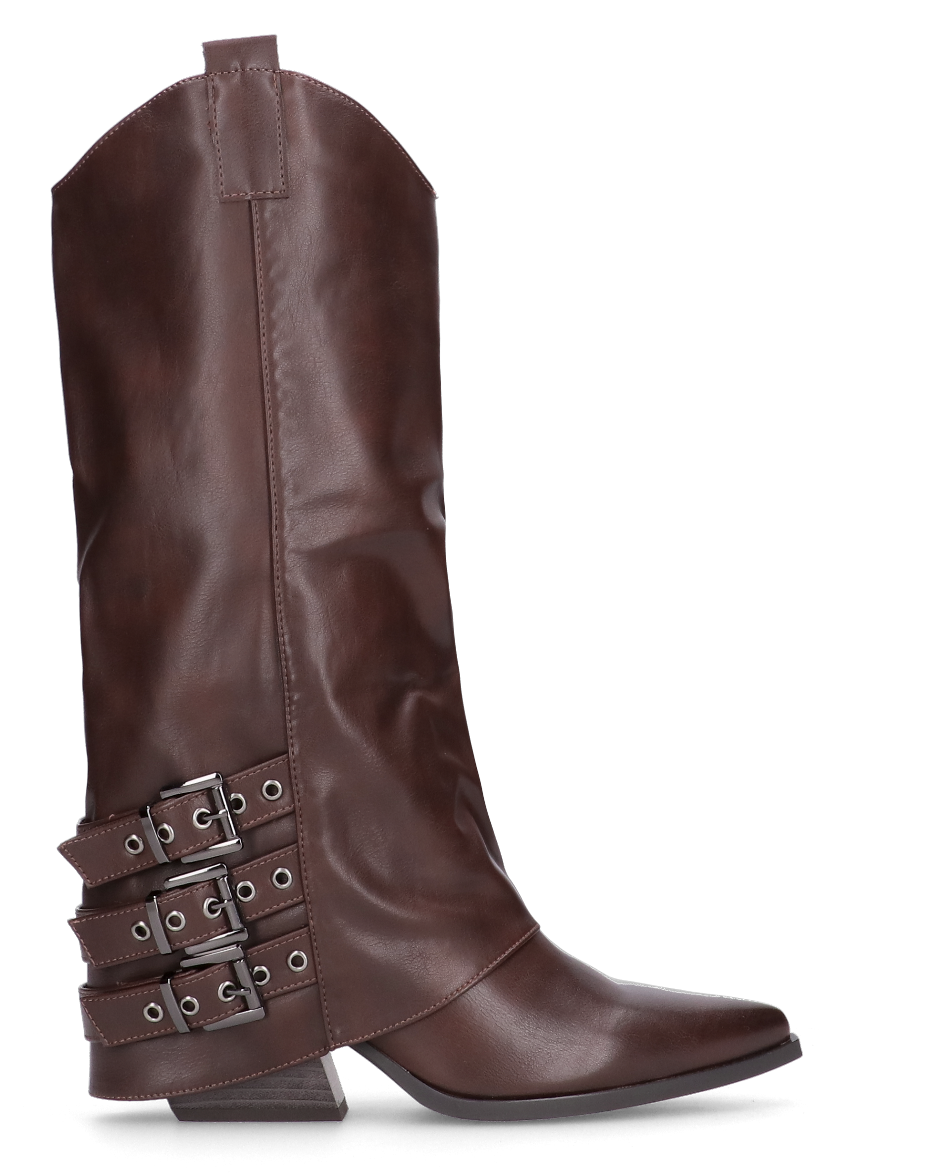 JAMY - stivali mrroni a punta con risvolto e cinturini regolabili