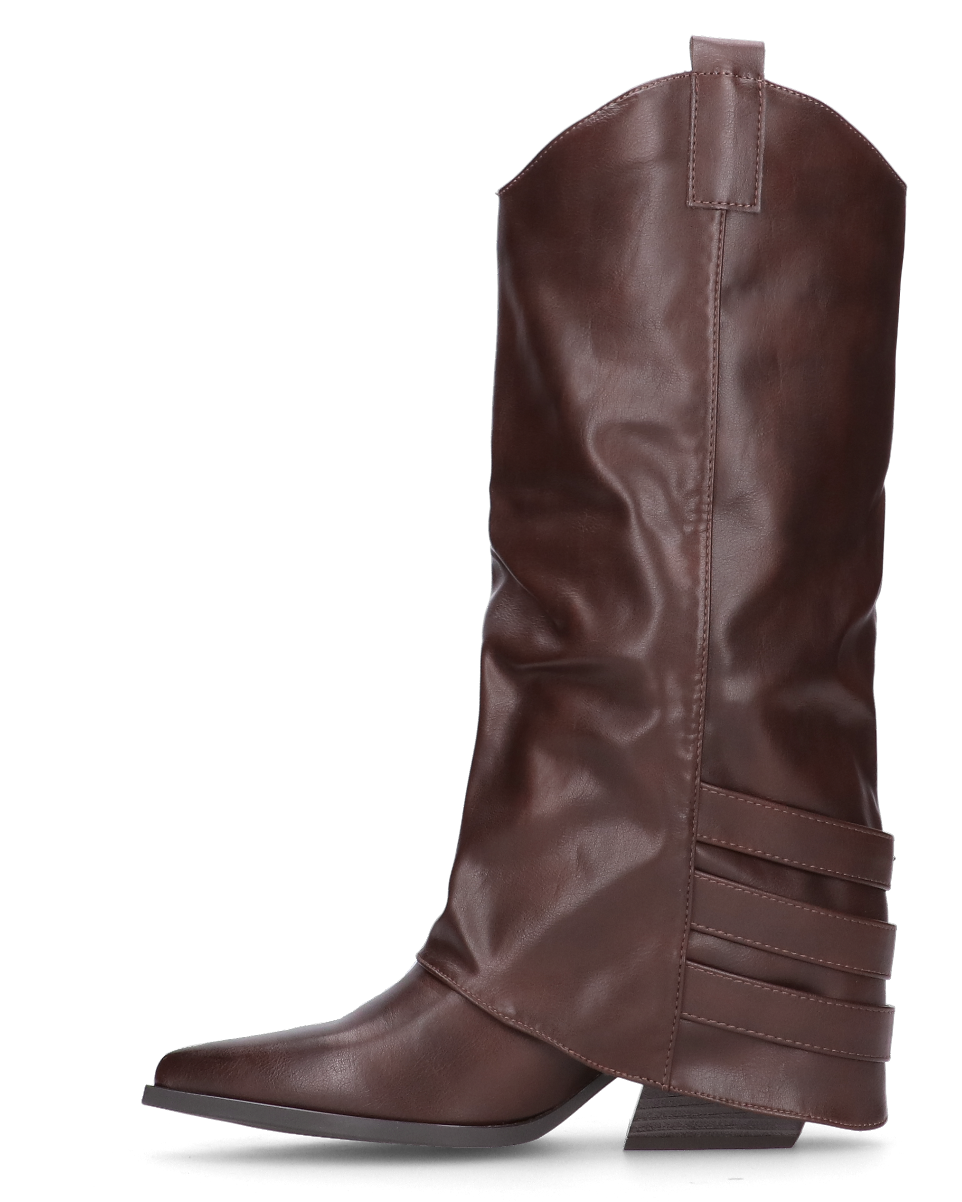 JAMY - stivali mrroni a punta con risvolto e cinturini regolabili