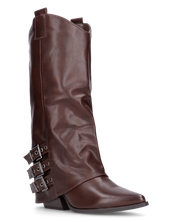 JAMY - stivali mrroni a punta con risvolto e cinturini regolabili