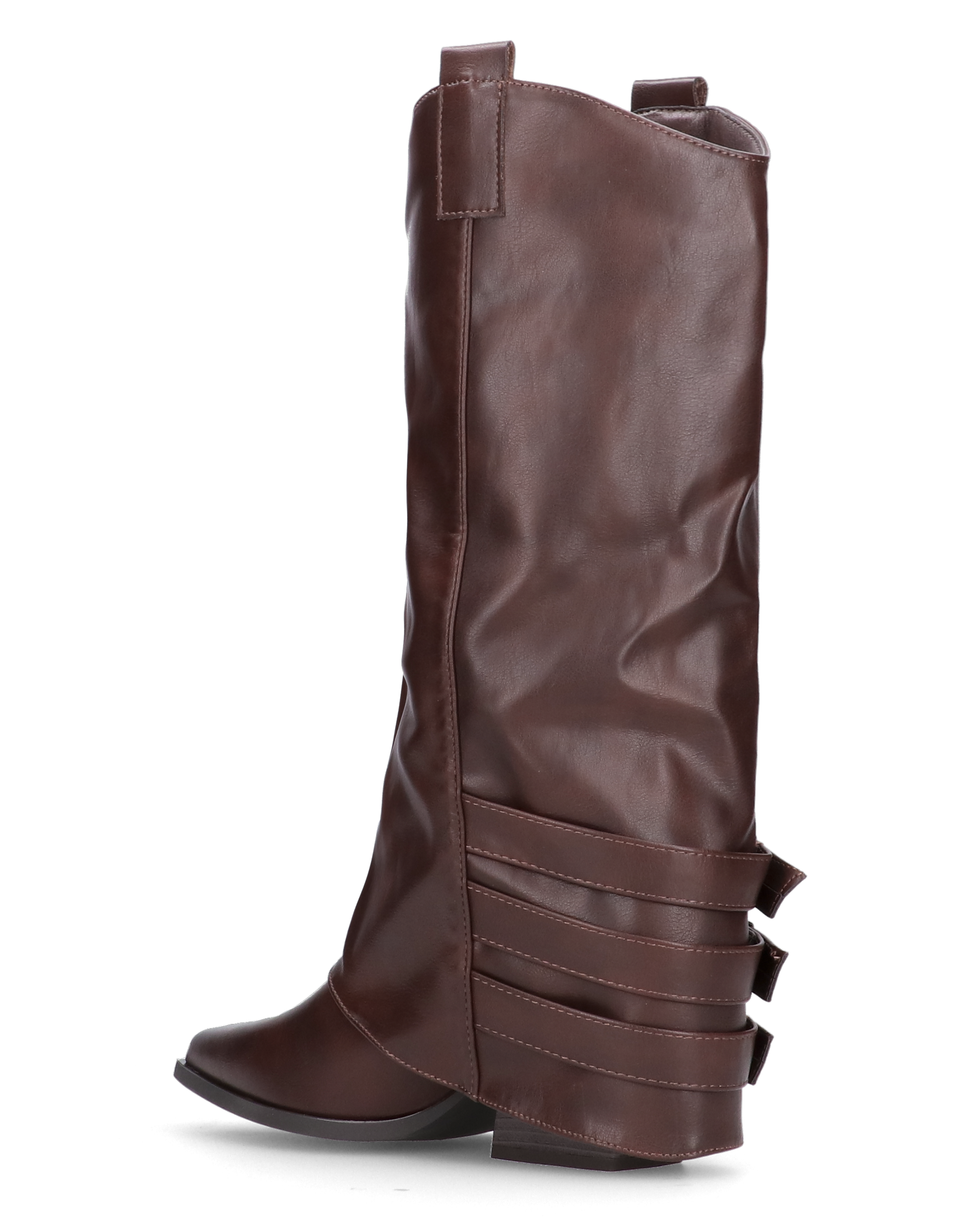 JAMY - stivali mrroni a punta con risvolto e cinturini regolabili