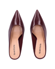 JEMMIE - décolleté in ecopelle bordeaux con soletta beige