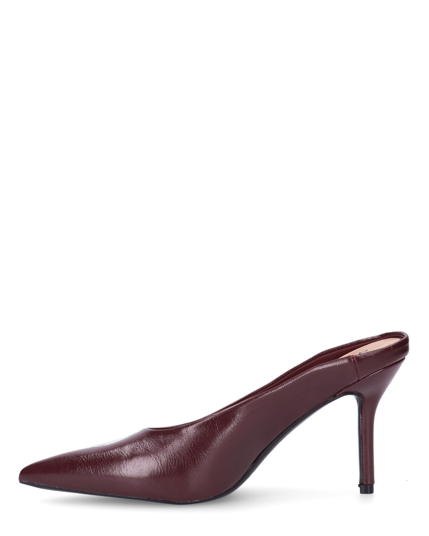 JEMMIE - décolleté in ecopelle bordeaux con soletta beige