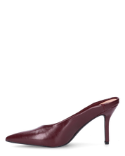JEMMIE - décolleté in ecopelle bordeaux con soletta beige