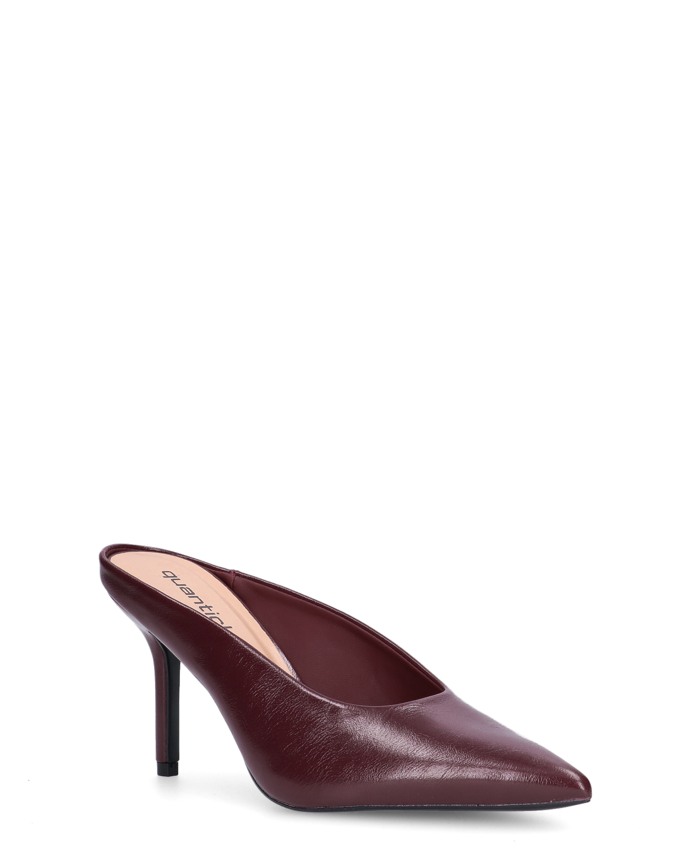JEMMIE - décolleté in ecopelle bordeaux con soletta beige
