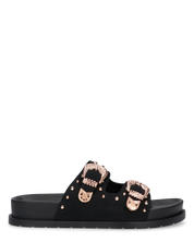 JINA - sandali neri platform con borchie dorate