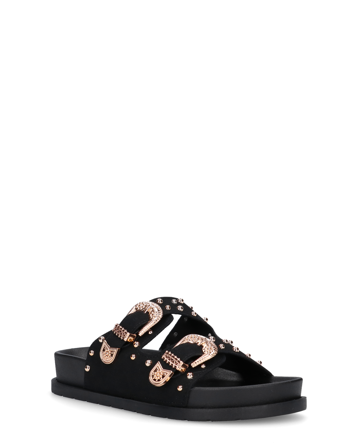 JINA - sandali neri platform con borchie dorate