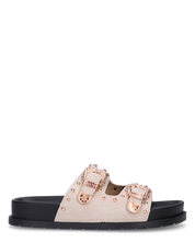 JINA - sandali grigi con platform nero borchie dorate