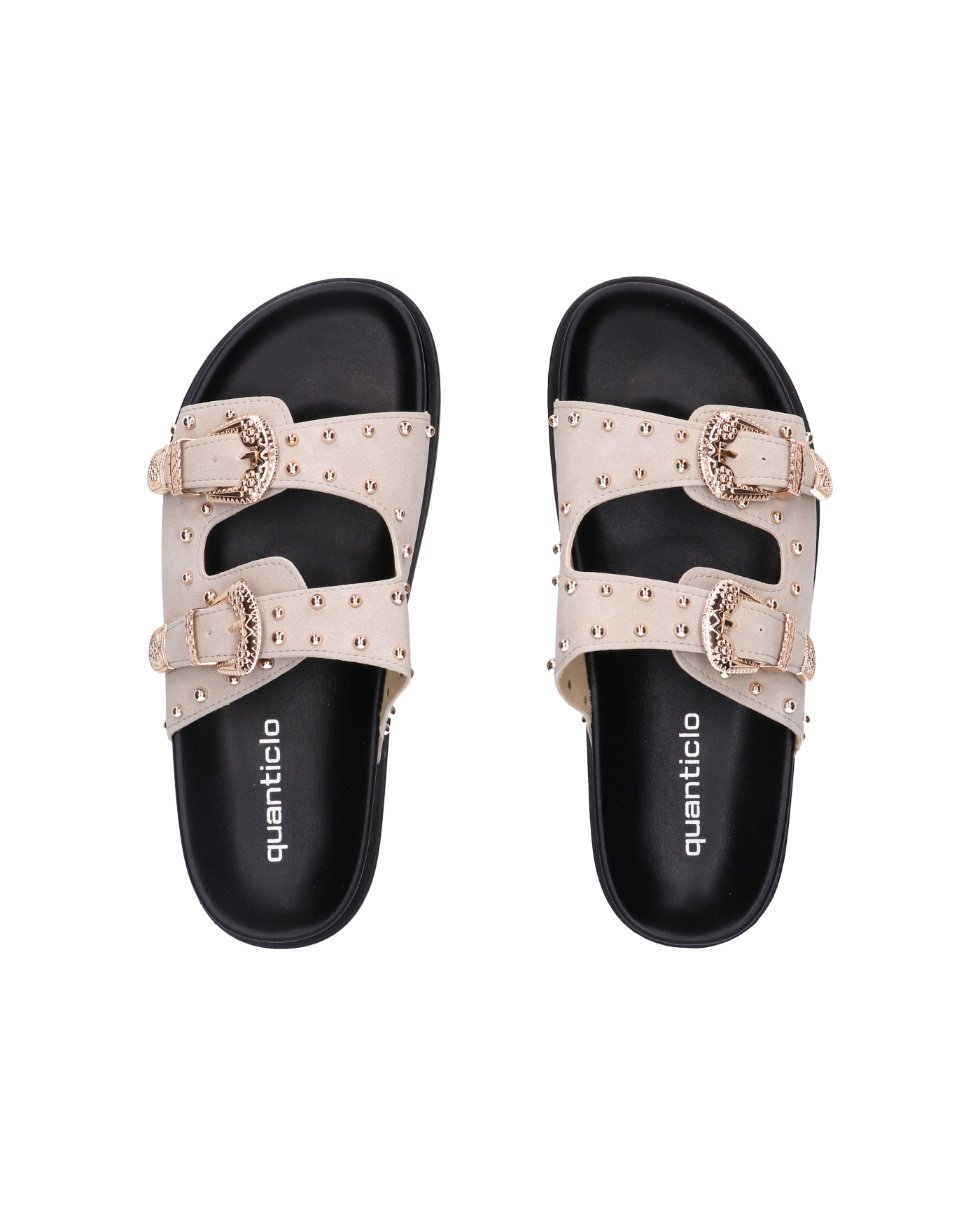 JINA - sandali grigi con platform nero borchie dorate