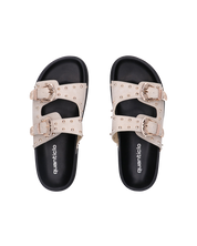 JINA - sandali grigi con platform nero borchie dorate