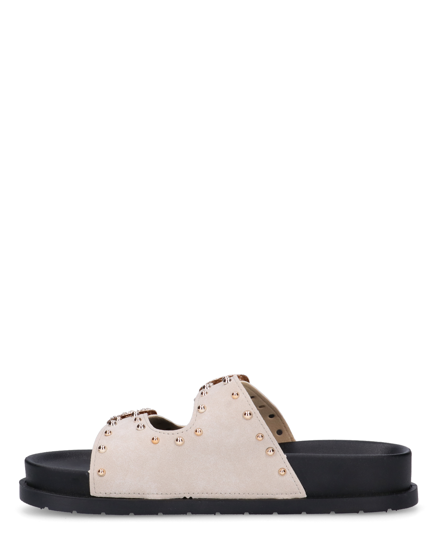 JINA - sandali grigi con platform nero borchie dorate