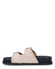 JINA - sandali grigi con platform nero borchie dorate