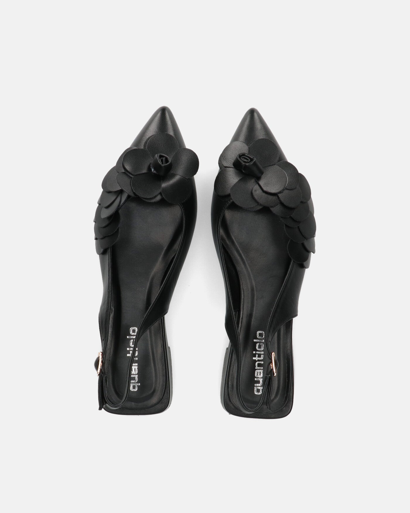 JODENE -  scarpe nero con cinturino posteriore e decorazione floreale