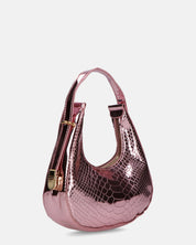 JOSSY - borsetta mano in glassy rosa metallizzato con effetto pitonato