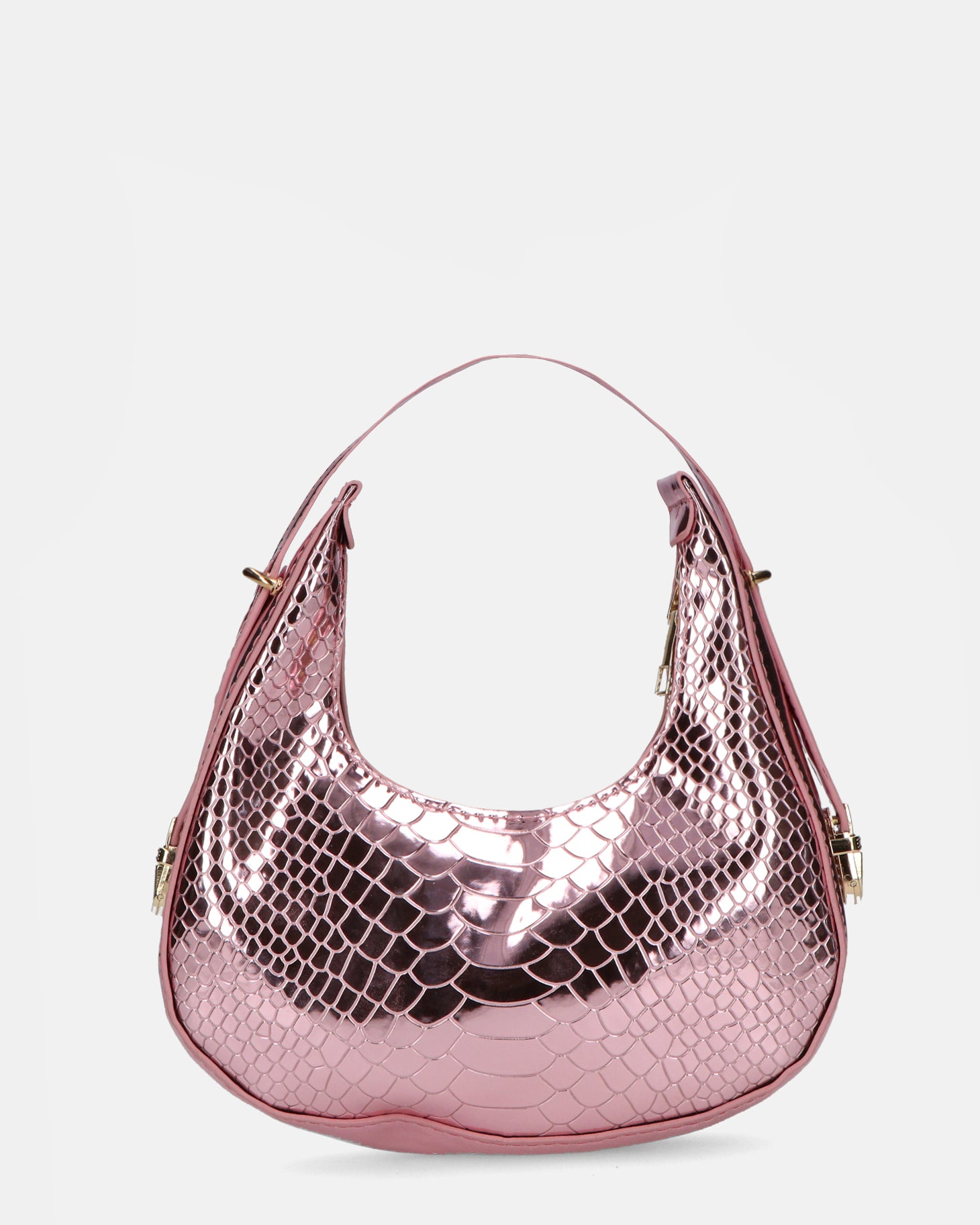 JOSSY - borsetta mano in glassy rosa metallizzato con effetto pitonato