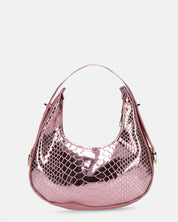 JOSSY - borsetta mano in glassy rosa metallizzato con effetto pitonato