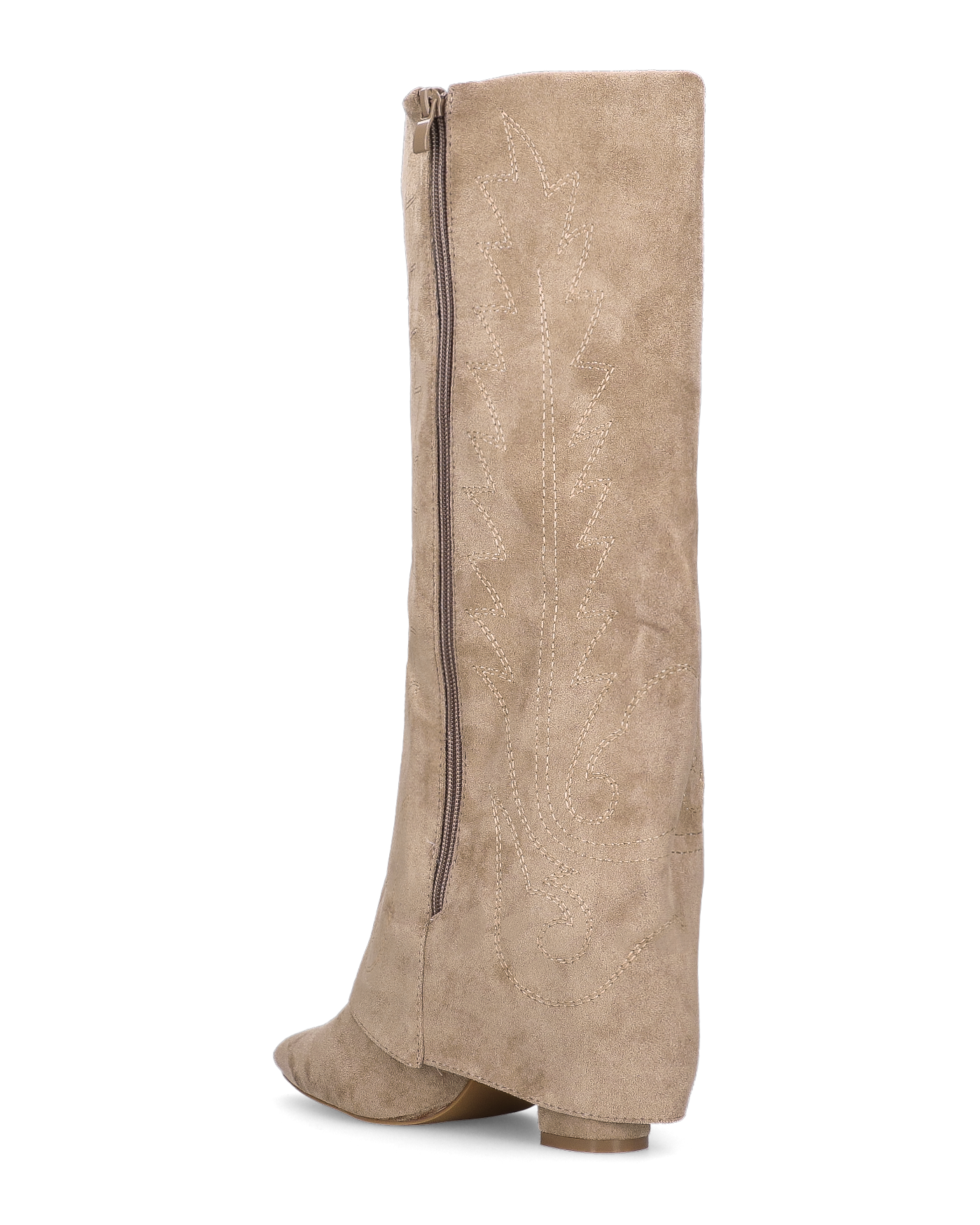 KALA - stivali alti con risvolto beige con cuciture dorate