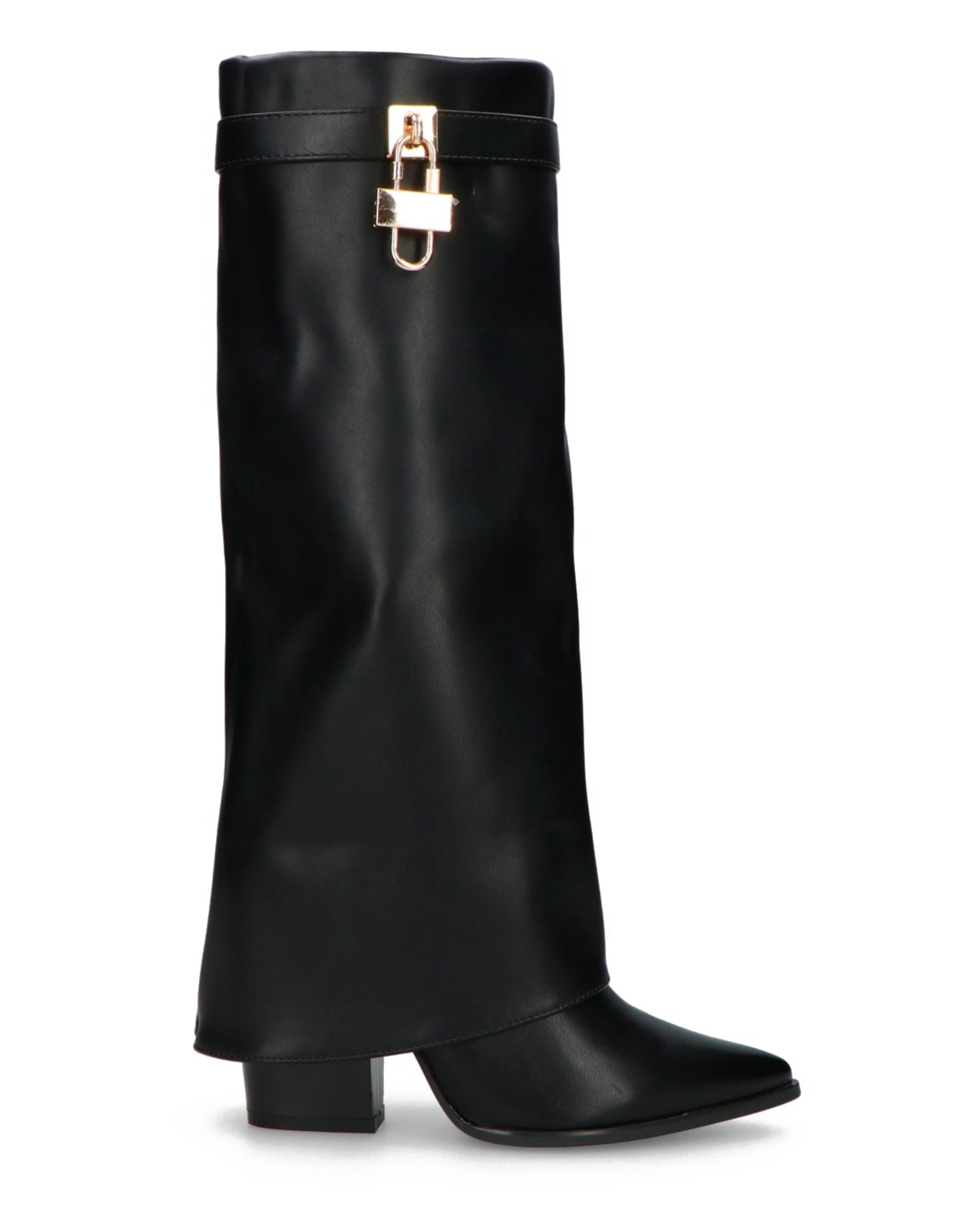 KAARINA - stivale alto nero con risvolto