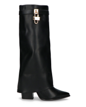 KAARINA - stivale alto nero con risvolto