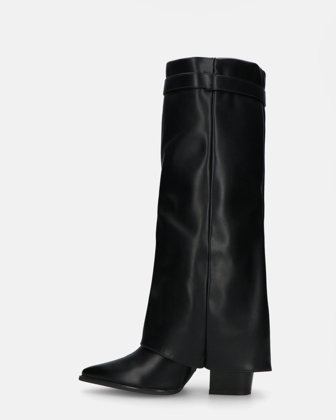 KAARINA - stivale alto nero con risvolto