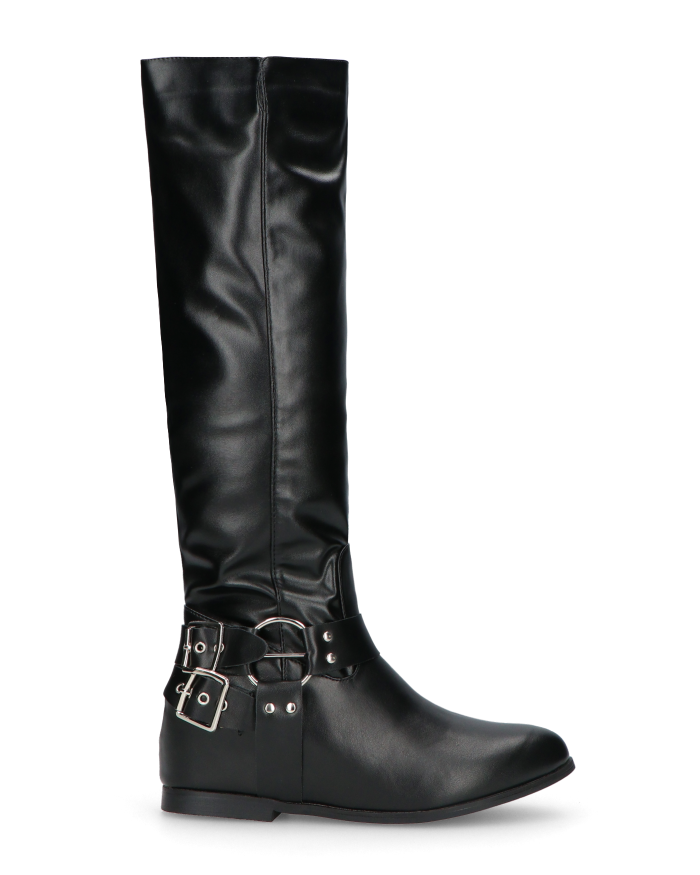 KAHORI - stivale alto con zeppa interna, borchie e zip laterale