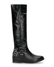 KAHORI - stivale alto con zeppa interna, borchie e zip laterale