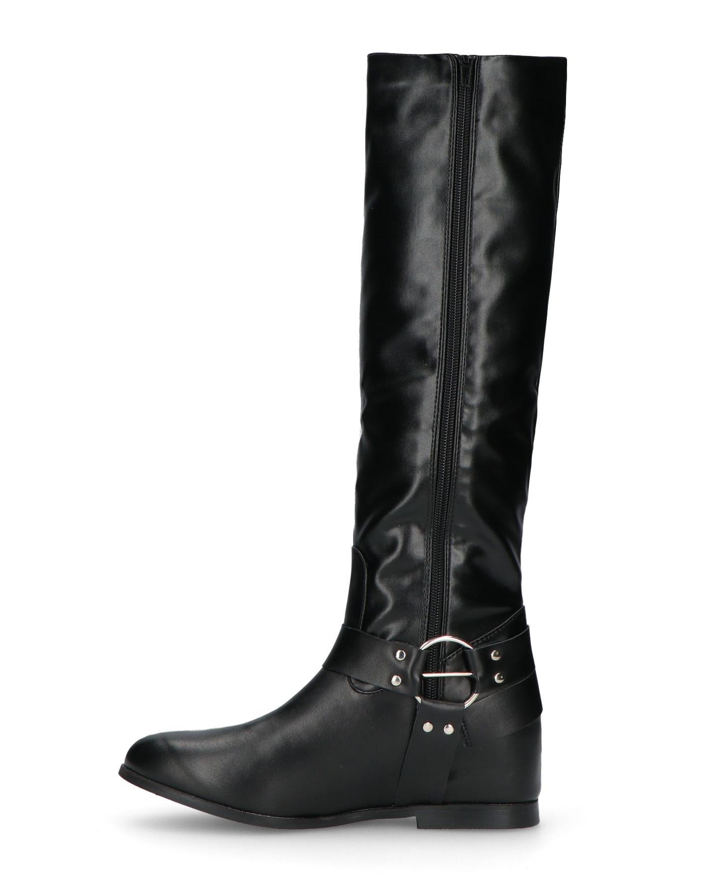 KAHORI - stivale alto con zeppa interna, borchie e zip laterale