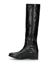 KAHORI - stivale alto con zeppa interna, borchie e zip laterale