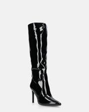 KAMYA - stivali alti in glassy nero con cerniera