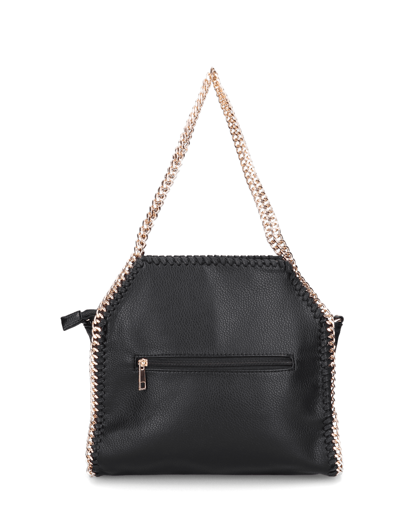 KATTY -  borsa nera con catene dorate decorative