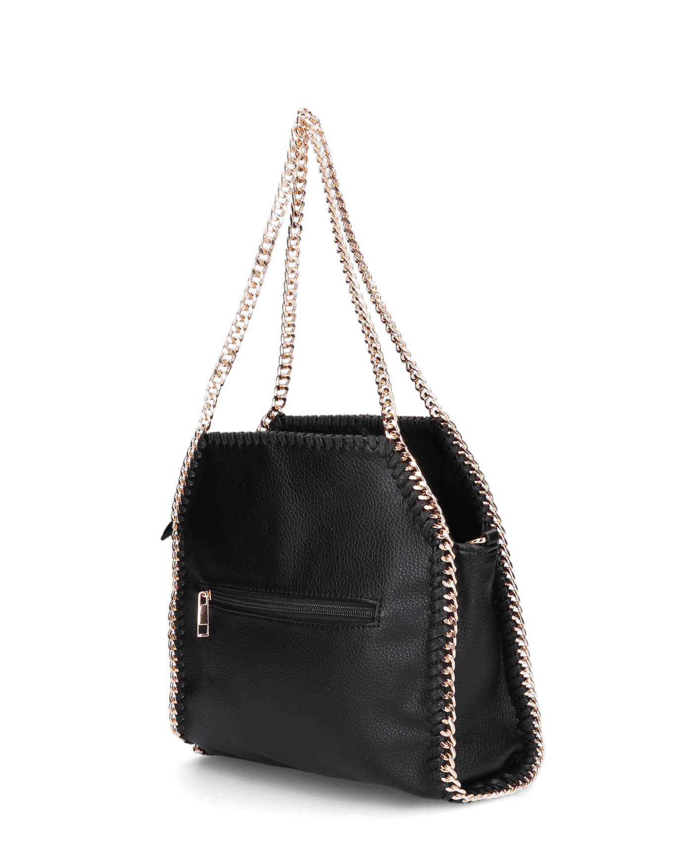 KATTY -  borsa nera con catene dorate decorative