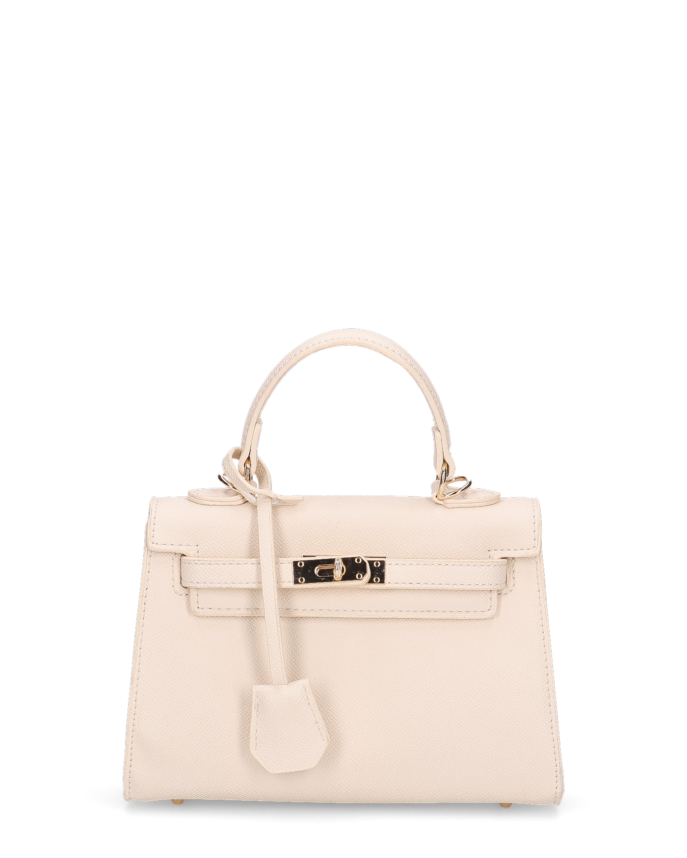 KATYA - borsetta a mano in ecopelle beige con tracolla aggiuntiva