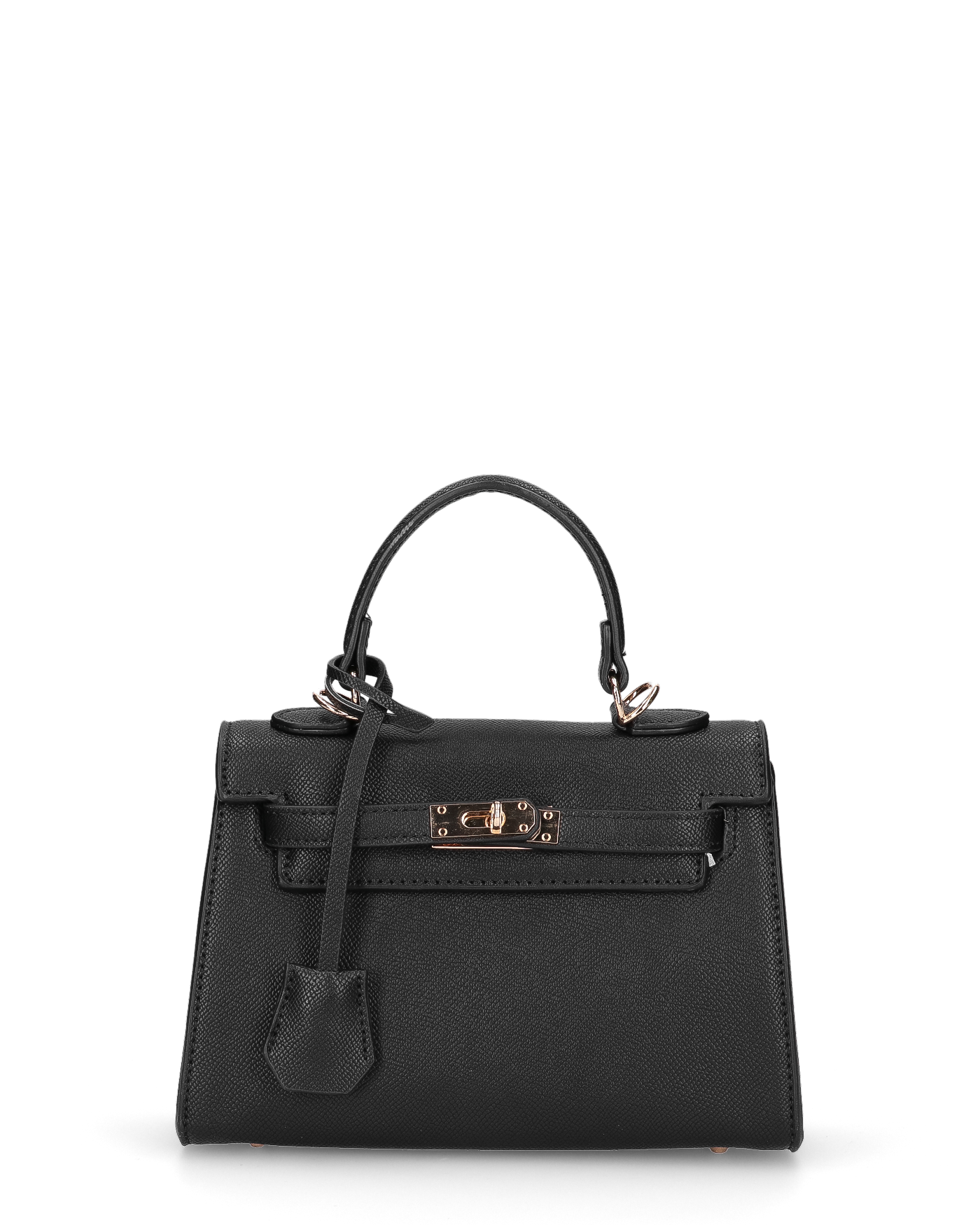 KATYA - borsetta a mano in ecopelle nera con tracolla aggiuntiva