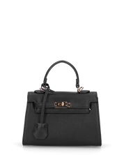 KATYA - borsetta a mano in ecopelle nera con tracolla aggiuntiva