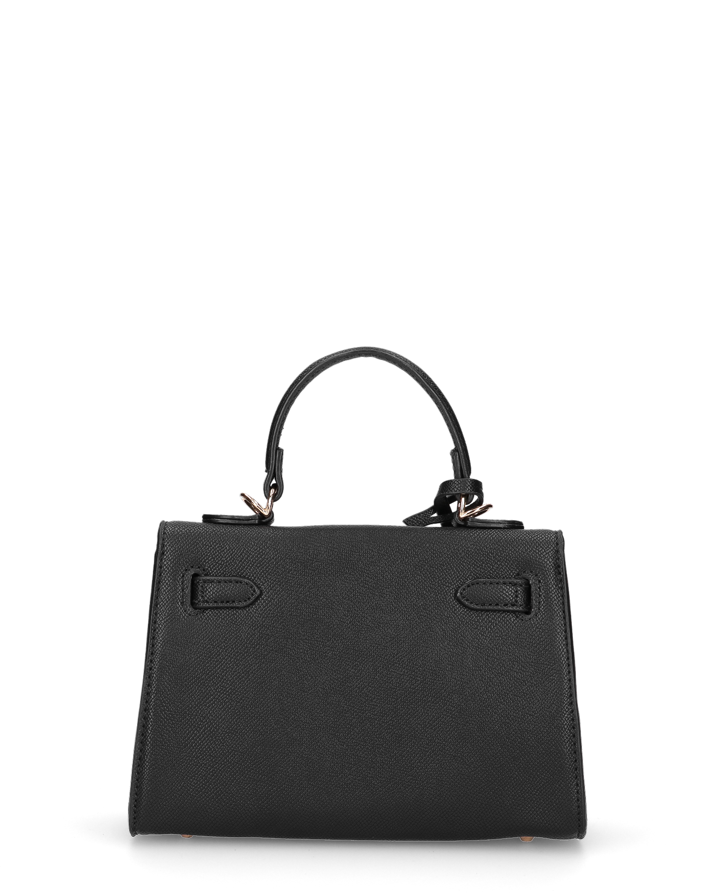 KATYA - borsetta a mano in ecopelle nera con tracolla aggiuntiva