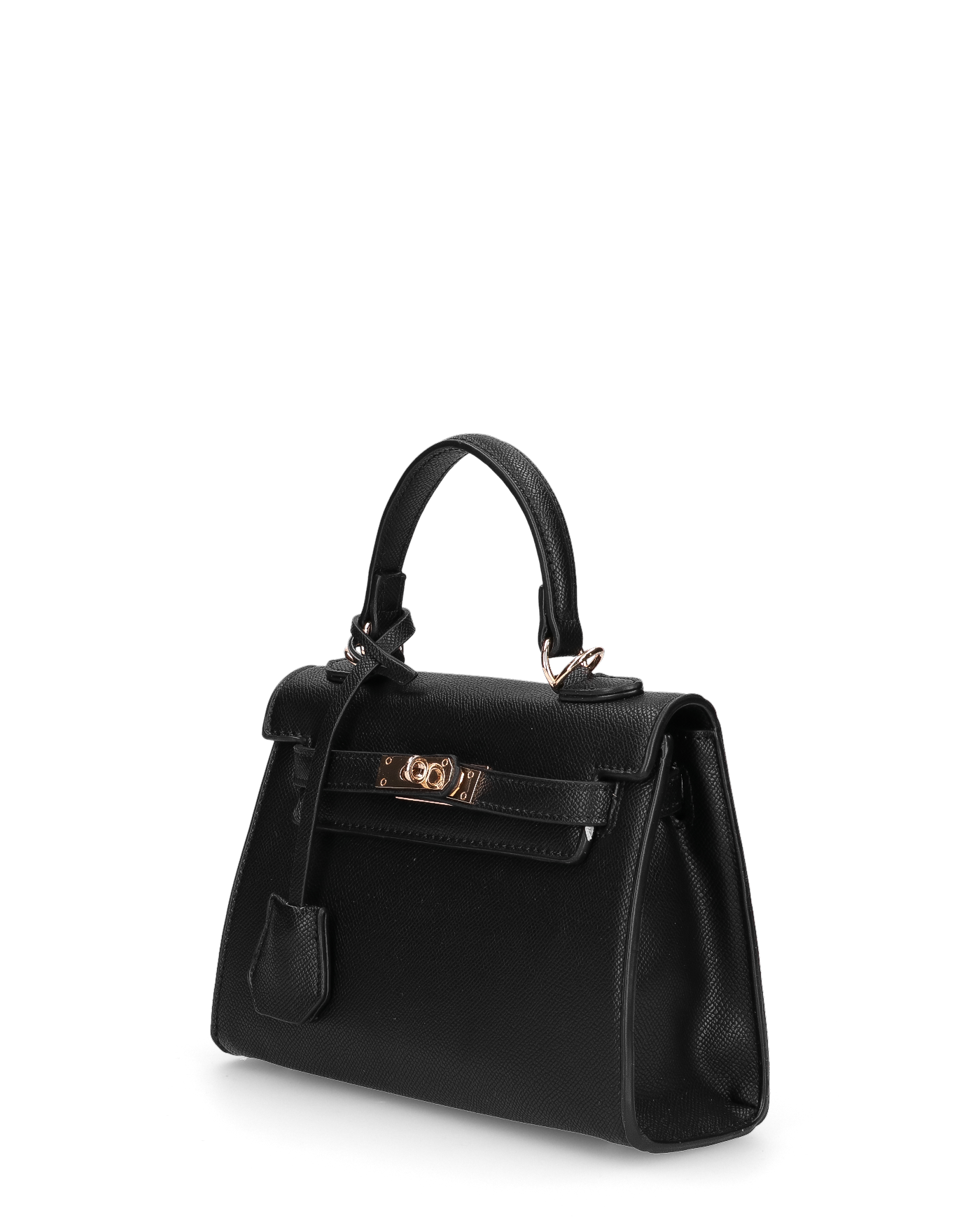 KATYA - borsetta a mano in ecopelle nera con tracolla aggiuntiva