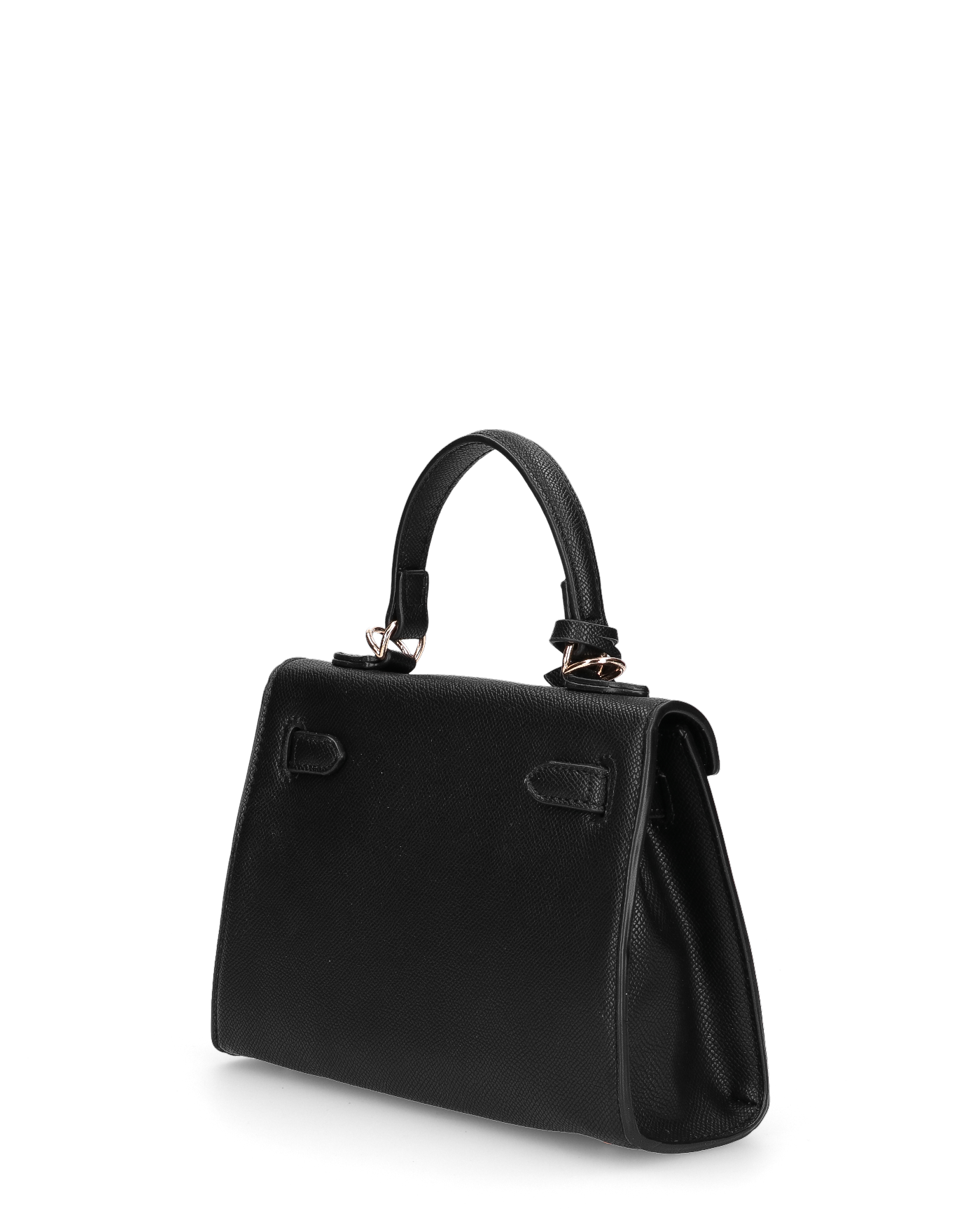 KATYA - borsetta a mano in ecopelle nera con tracolla aggiuntiva