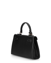 KATYA - borsetta a mano in ecopelle nera con tracolla aggiuntiva